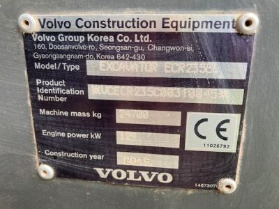 2015 Volvo ECR235EL Excavator - 9