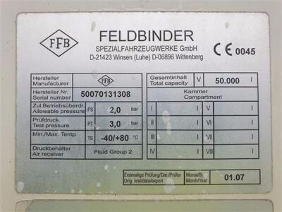 2007 Feldbinder 50m³ 3 Pot Belly Triaxle Tanker Trailer - 7