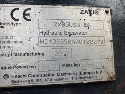 2017 Hitachi ZX85USB-5 Excavator - 22