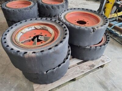 4x Skid Steer Rims + Solid Tyres