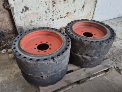 4x Skid Steer Rims + Solid Tyres