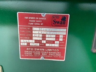 Swan LAS 12.5 Trailer Mounted Generator - 7