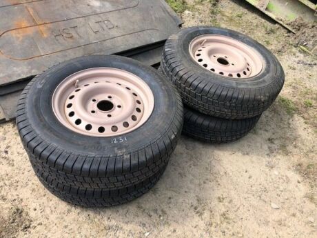 4 x Trailer Wheels and New Tyres 