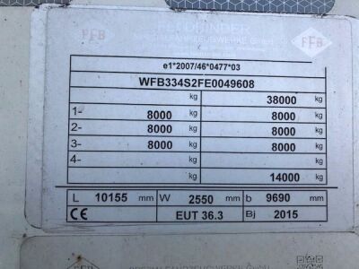 2015 Feldbinder 36m³ 2 Pot Belly Triaxle Tanker Trailer - 10