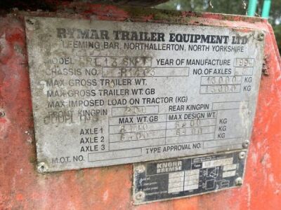 1994 Rymar RL13 Tandem Axle Drawbar Bin Trailer - 11