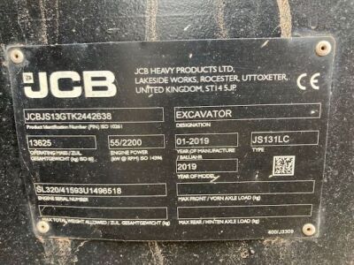 2019 JCB JS131LC Plus Excavator - 10