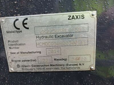 2014 Hitachi ZX225USRLC-5B Excavator - 18