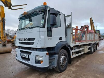 2008 Iveco Stralis 310E5 6x2 Rear Steer Dropside Crane Flat