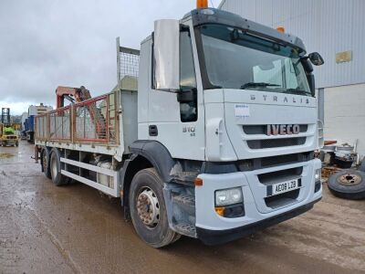 2008 Iveco Stralis 310E5 6x2 Rear Steer Dropside Crane Flat - 2
