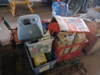 Pallet of Lubricants, Filters & Electric Mower & Washer