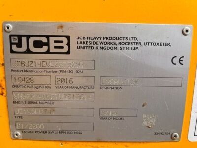 2016 JCB JZ140 LC Excavator - 11