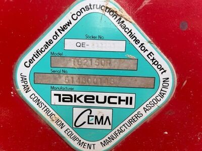 2018 Takeuchi TB2150 Excavator - 9