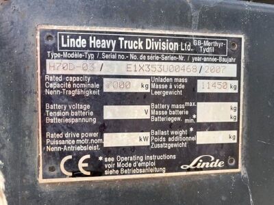 2007 Linde H70D-03 Forklift - 6