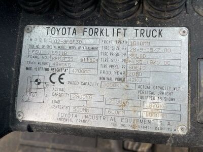 2010 Toyota 02-8FGF30 Gas Fork Lift Truck - 11