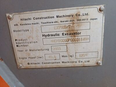 2003 Hitachi ZX75US-7 Excavator - 13