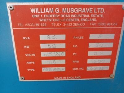 William Musgrave 85Kva 3 Phase Generator - 9