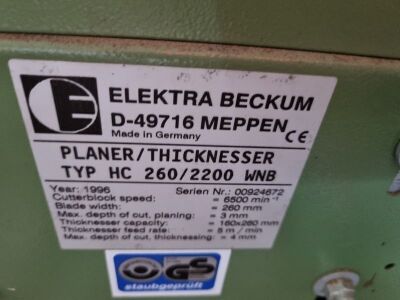 1996 Electra Beckum HC260 Planer Thicknesser - 4