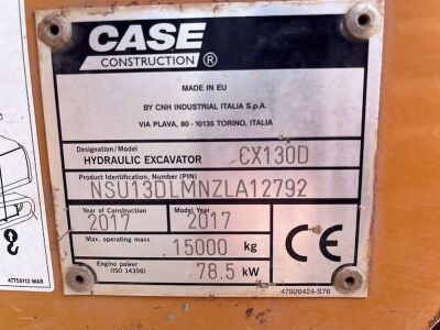 2017 Case CX130D Excavator - 7