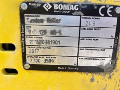 2017 Bomag 120 AD-5 Roller - 9