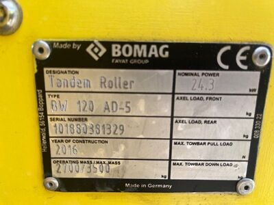 2016 Bomag BW120AD-5 Roller - 10