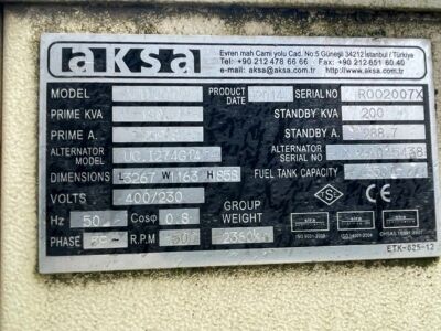 2014 Aksa APD200 200Kva Generator - 6