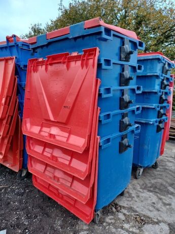 5x Industrial Plastic Wheelie Bins 