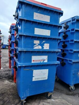 5x Industrial Plastic Wheelie Bins 