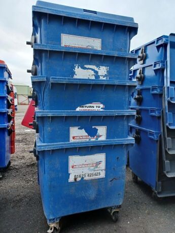 5x Industrial Plastic Wheelie Bins 