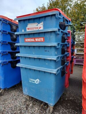 5x Industrial Plastic Wheelie Bins 