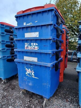 5x Industrial Plastic Wheelie Bins 