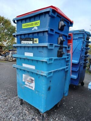 5x Industrial Plastic Wheelie Bins 