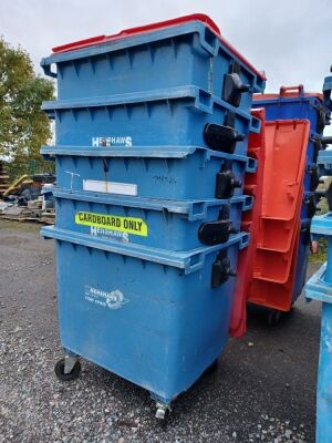 5x Industrial Plastic Wheelie Bins 