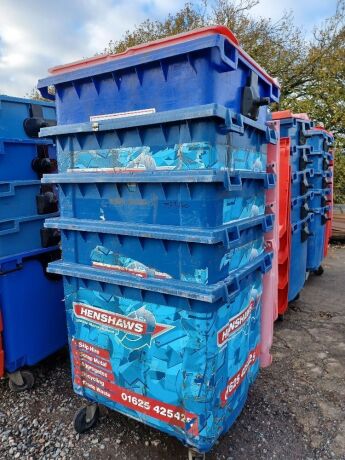 5x Industrial Plastic Wheelie Bins 