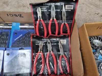 4x Metal Drill Sets & 2 3pc Plier Sets - 3