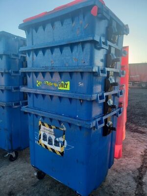5x Industrial Plastic Wheelie Bins 