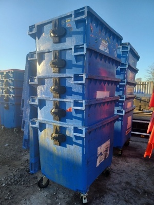 5x Industrial Plastic Wheelie Bins