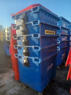 5x Industrial Plastic Wheelie Bins