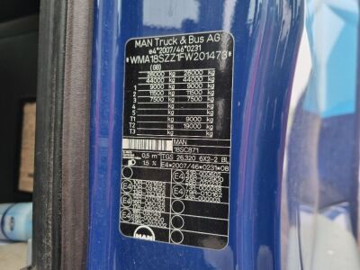 2014 MAN TGS 26360 6x2 Rear Lift Curtainside Rigid - 23