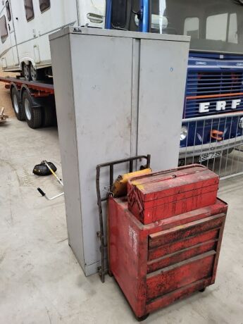 Steel Cabinet and 2 x Workshop Tool Boxes 