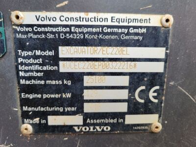 2018 Volvo EC220EL Excavator - 10
