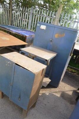 Qty of Steel Cabinets & Work Bench 
