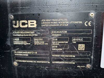 2018 JCB JS131LC Plus Excavator - 9
