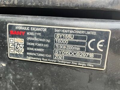 2021 Sany SY155U Excavator  - 13