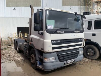 2009 DAF CF 85-410 6x2 Rear Lift Drawbar Hook Loader
