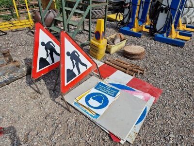 Qty of Signs, Cones, 6 x Manhole Covers, Pipe Bungs + Small Acro Props - 2