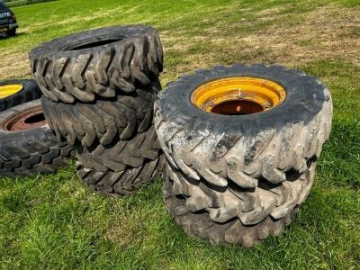 3x Wheels & Tyres + 4 Tyres to Suit JCB 3CX Front Axle - 2