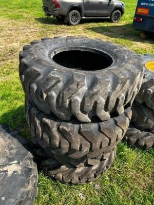 3x Wheels & Tyres + 4 Tyres to Suit JCB 3CX Front Axle - 4