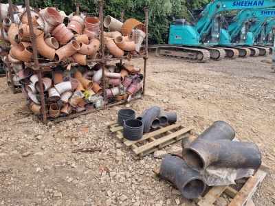 4 Stillages & A Pallet of Various Drainage Pipe Fittings Etc.