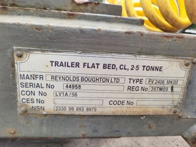 Reynolds Baughton Single Axle Drawbar Military 2.5ton Flat Trailer - 5