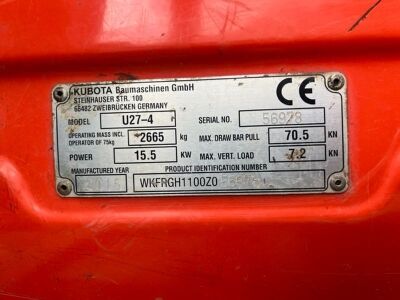 2015 Kubota U27-4 Mini Digger - 7